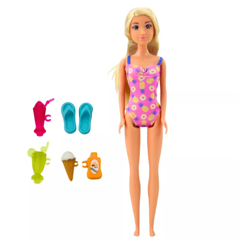 LEAN TOYS Anlily Zestaw Lalek Na Plaży Basen Palma Akcesoria 8 szt.