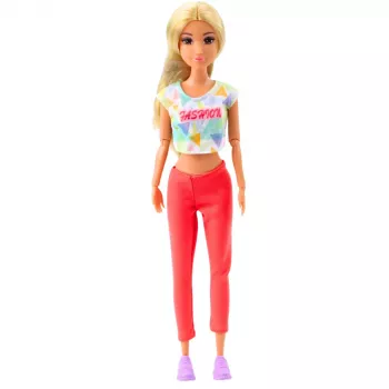 LEAN TOYS Lalka Anlily Yoga z matą do ćwiczeń, butelką na wodę, torbą sportową, ruchomymi kończynami, 29 cm, blond włosy, niebieskie oczy, sportowy strój, dla dzieci 3+