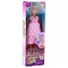 LEAN TOYS Anlily Lalka w ciąży, jasnoróżowa sukienka w groszki, długie włosy