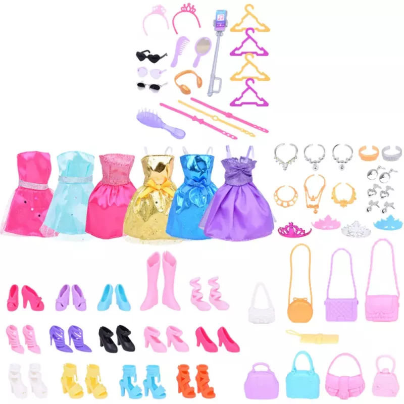 LEAN TOYS Duży zestaw modowy Anlily Collection Sukienki Akcesoria 65 szt.