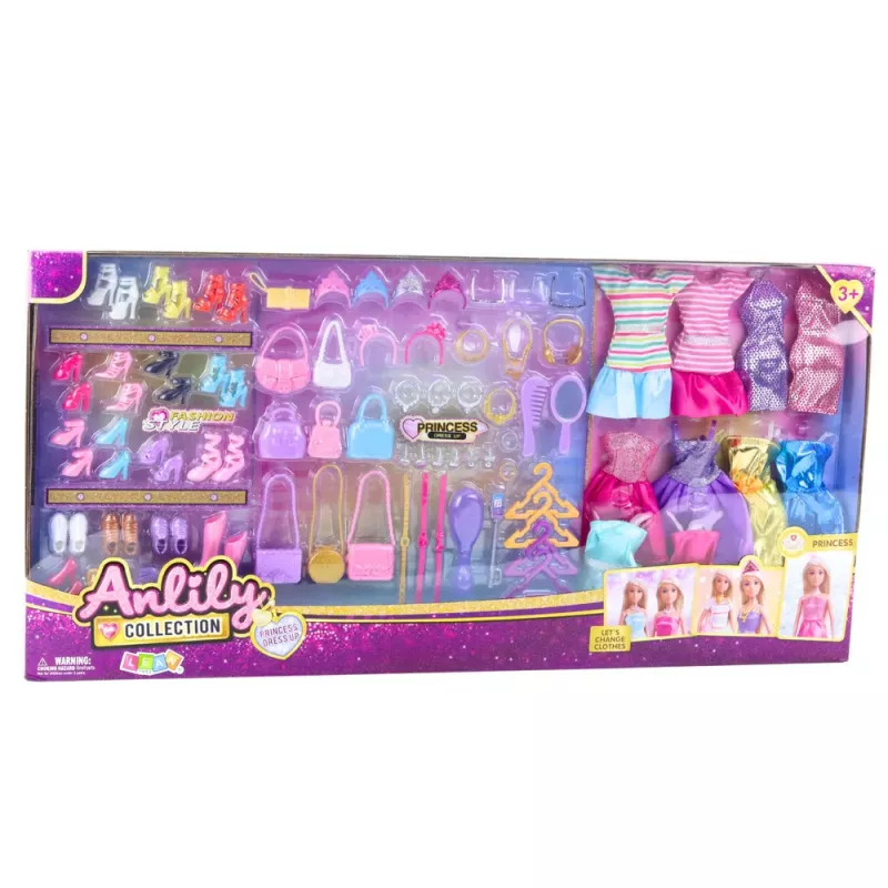LEAN TOYS Duży zestaw modowy Anlily Collection Sukienki Akcesoria 65 szt.