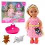 LEAN TOYS Mini Zestaw Lalek z Łóżkiem dla Psa i Kota oraz Miską na Karmę