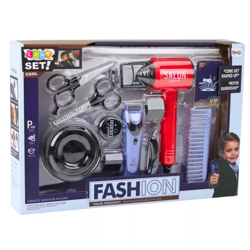 LEAN TOYS Zestaw Fryzjerski dla Chłopców Suszarka Grzebienie Akcesoria