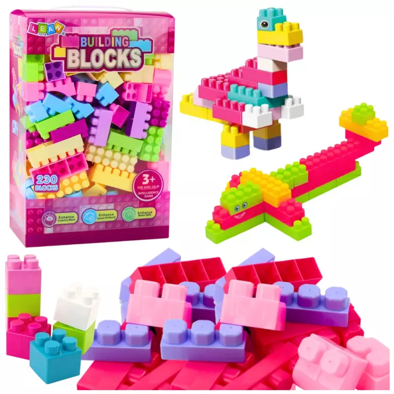 LEAN TOYS Klocki konstrukcyjne w pudełku edukacyjnym 230 elementów Wafle Mini
