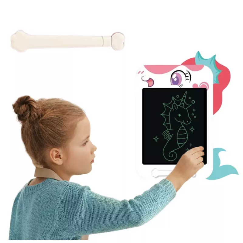 LEAN TOYS Marker Drawing Board Writing LCD Stylus Unicorn White 8.5 Inch