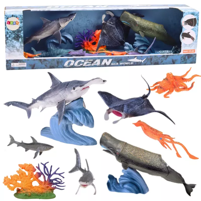 LEAN TOYS Zestaw figurek Zwierzęta Morskie Ruchome Elementy Płaszczka