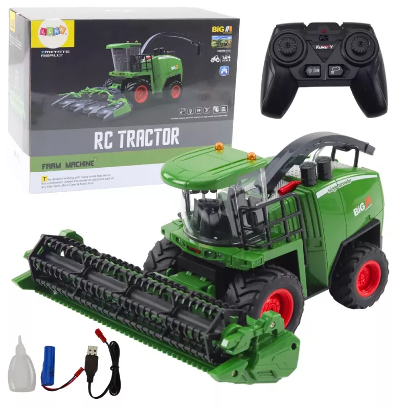 LEAN TOYS Kombajn rolniczy z hederem do zboża i kukurydzy zdalnie sterowany RC 1:24