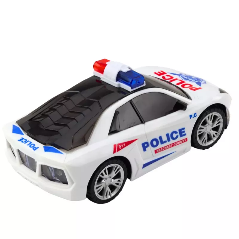 LEAN TOYS Samochód Policyjny Interaktywne Światła Dźwięki Samochód Policyjny Sportowy Biały