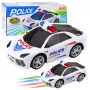 LEAN TOYS Samochód Policyjny Interaktywne Światła Dźwięki Samochód Policyjny Sportowy Biały