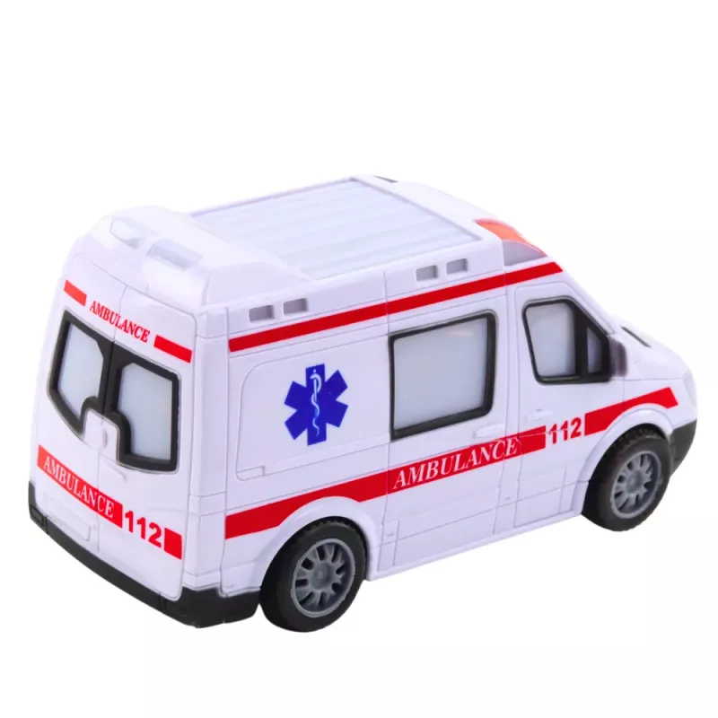 LEAN TOYS Ambulans na baterie z światłami i dźwiękami - Biały