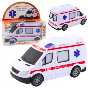 LEAN TOYS Ambulans na baterie z światłami i dźwiękami - Biały