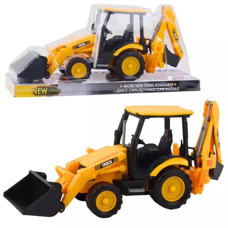 LEAN TOYS Dwukubelkowa Koparka Mobilny Pojazd Budowlany Żółty