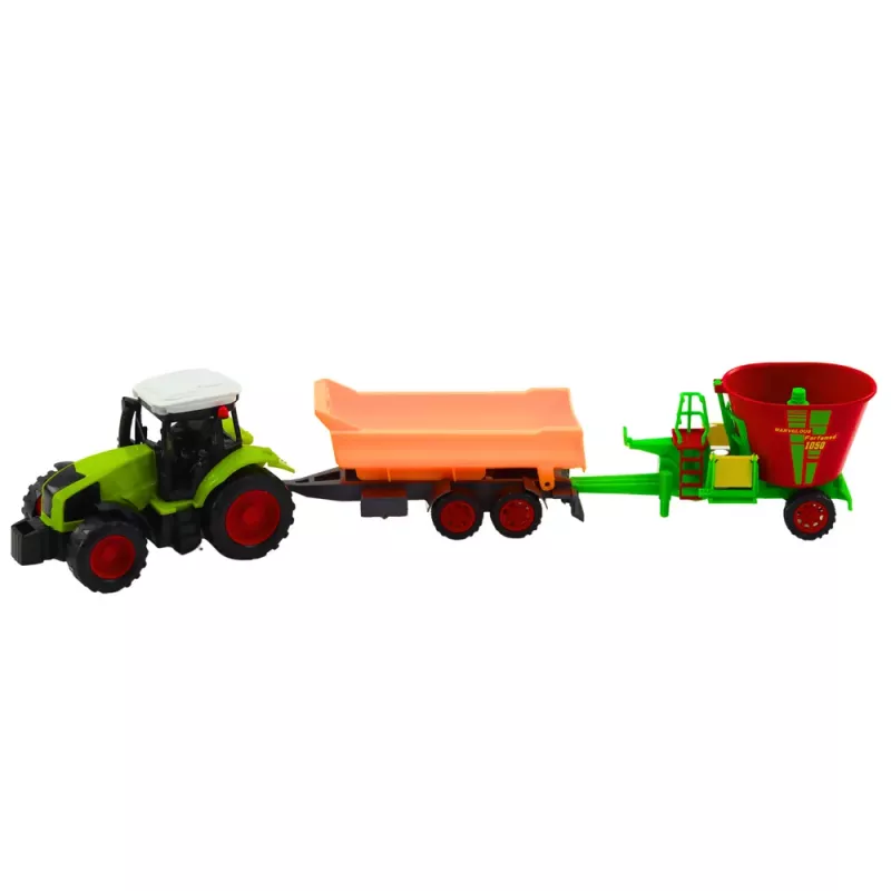 LEAN TOYS Zestaw ciągnik rolniczy z przyczepą wywrotką do karmienia