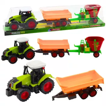 LEAN TOYS Zestaw ciągnik rolniczy z przyczepą wywrotką do karmienia