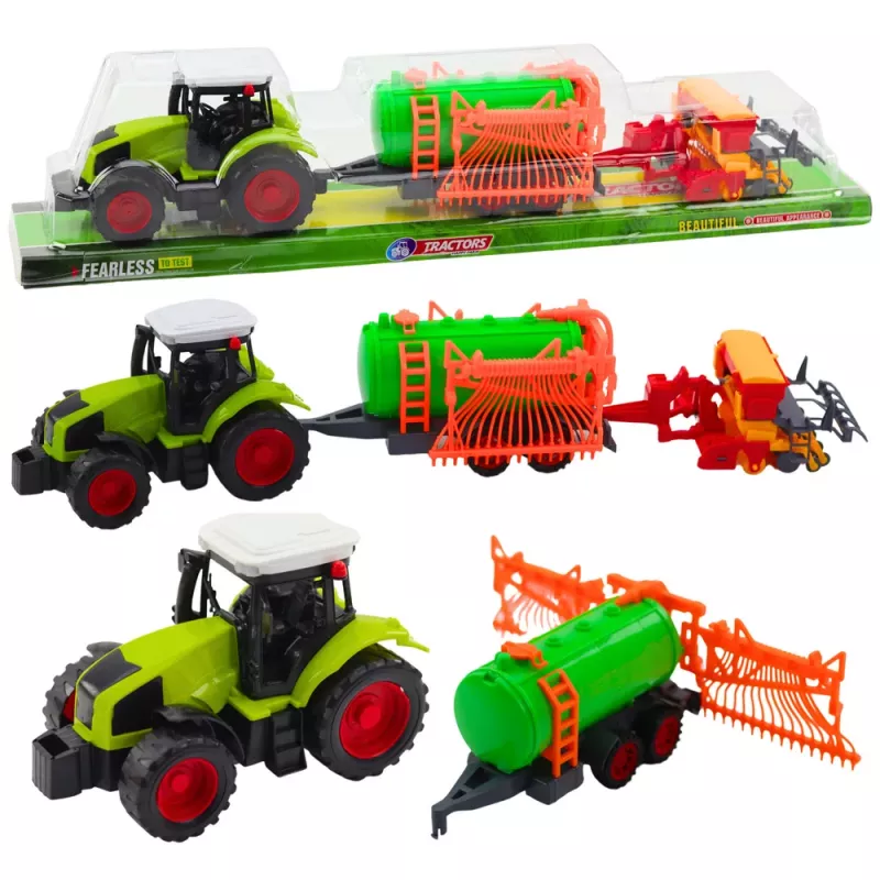 LEAN TOYS Zestaw Ciągnik Rolniczy z Przyczepą i Grabiarką