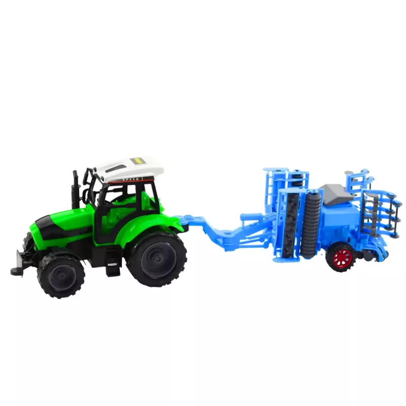 LEAN TOYS Duży zestaw ciągnika rolniczego z ruchomą broną talerzową