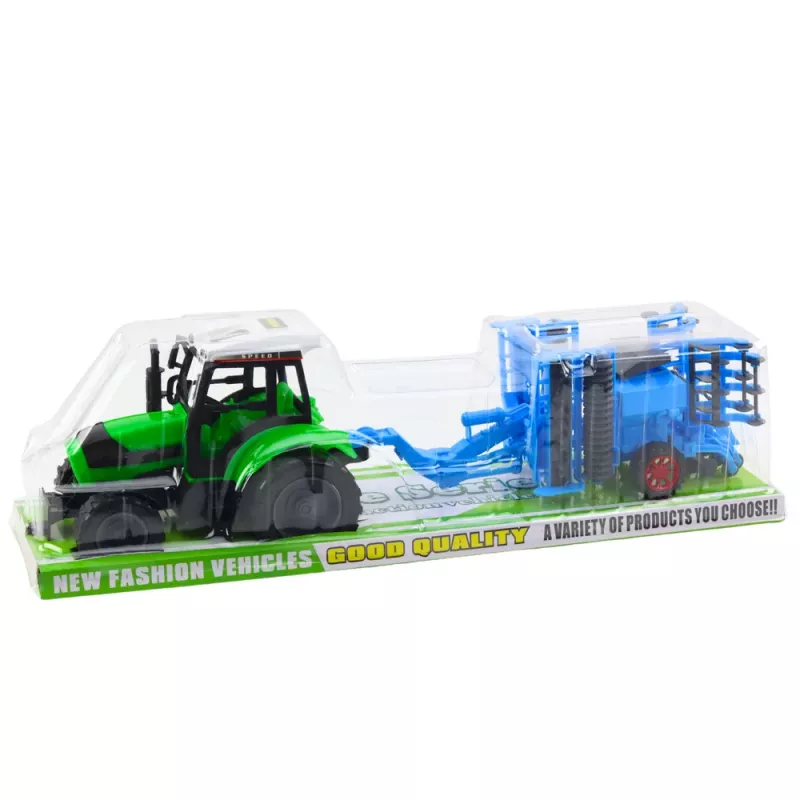 LEAN TOYS Duży zestaw ciągnika rolniczego z ruchomą broną talerzową