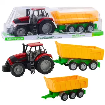 LEAN TOYS Ciągnik Rolniczy z Żółtą Przyczepą Czerwony 46cm