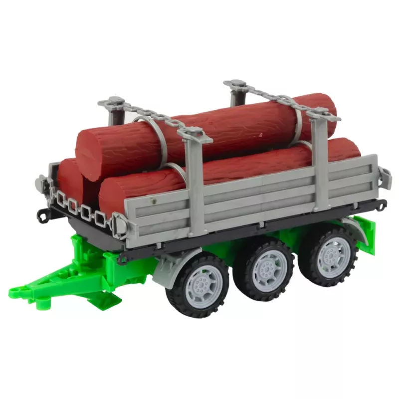 LEAN TOYS Zielony Ciągnik Rolniczy z Przyczepą do Kłód 47cm