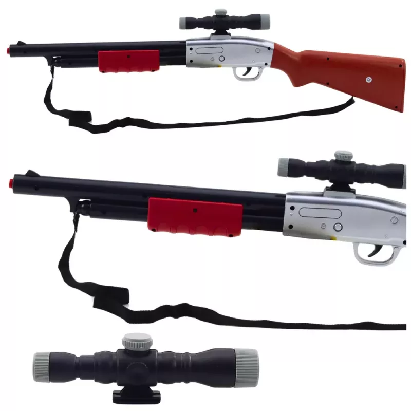 LEAN TOYS Rifle Shotgun Prop Shoulder Strap Scope Brown Sounds 65cm