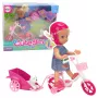 LEAN TOYS Zestaw Mini Przyczepka Rowerowa Kask Biały Pies dla Lalki