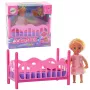 LEAN TOYS Mini Lalka w Piżamie Zestaw Różowe Łóżko