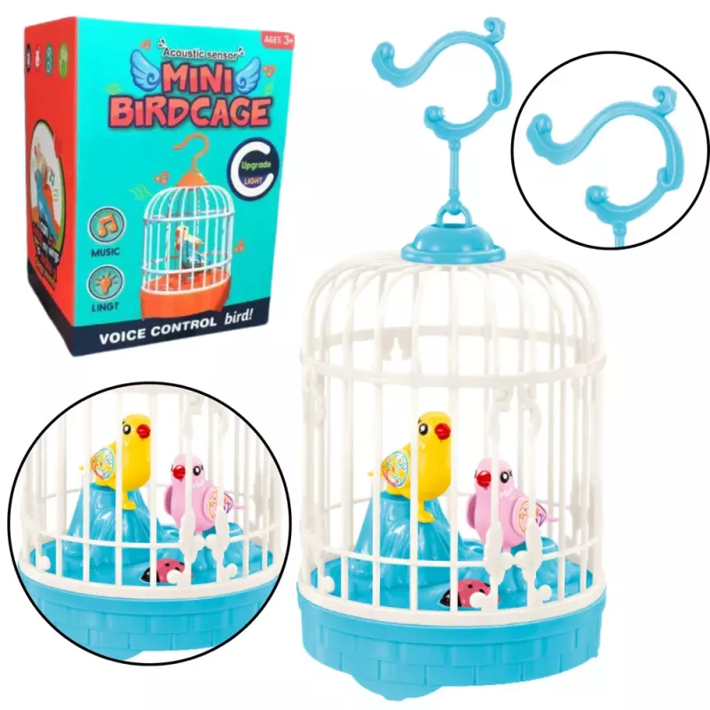 LEAN TOYS Klatka dla ptaków na baterie z światłem i dźwiękiem - Niebieska