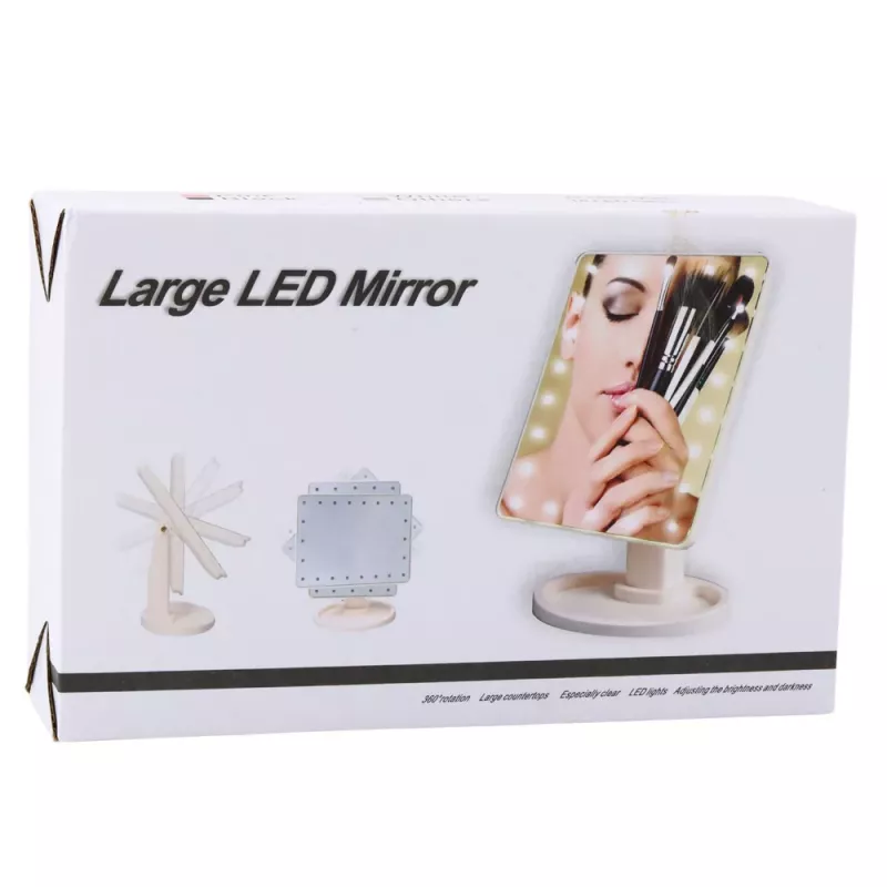 Lusterko kosmetyczne LEAN TOYS z 16 diodami LED, regulowanym stojakiem, różowe