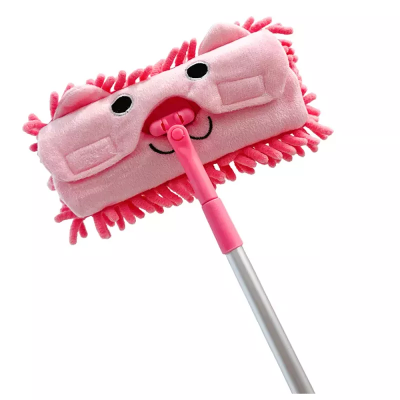 LEAN TOYS Mop dziecięcy z teleskopowym uchwytem Animal Pink