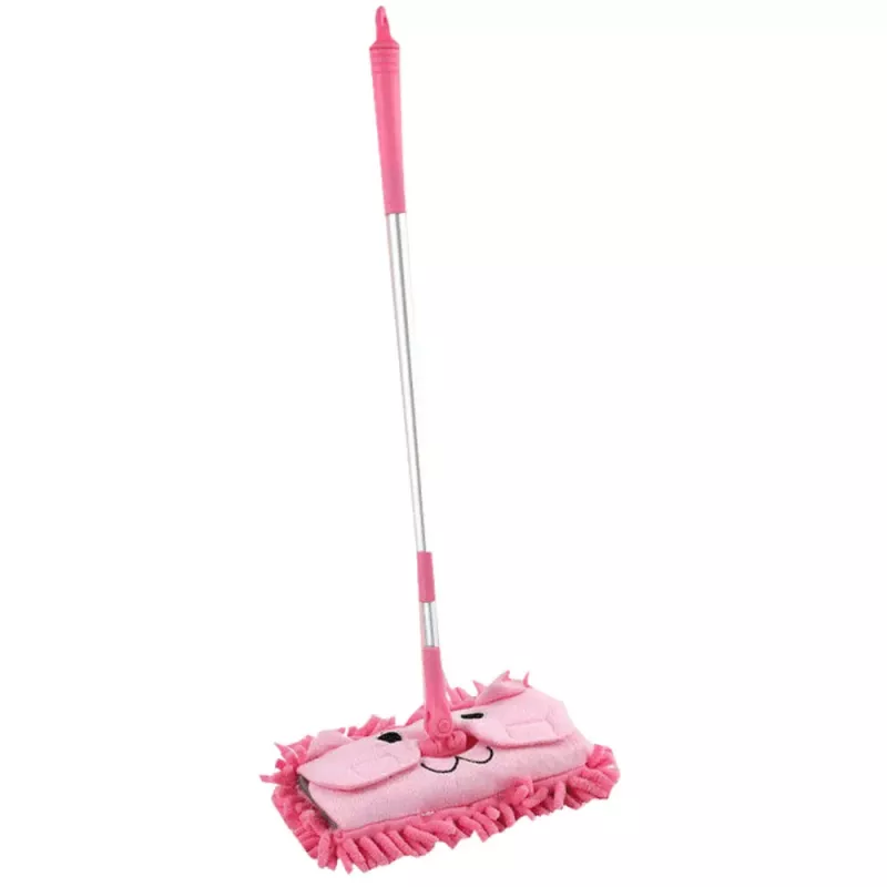 LEAN TOYS Mop dziecięcy z teleskopowym uchwytem Animal Pink
