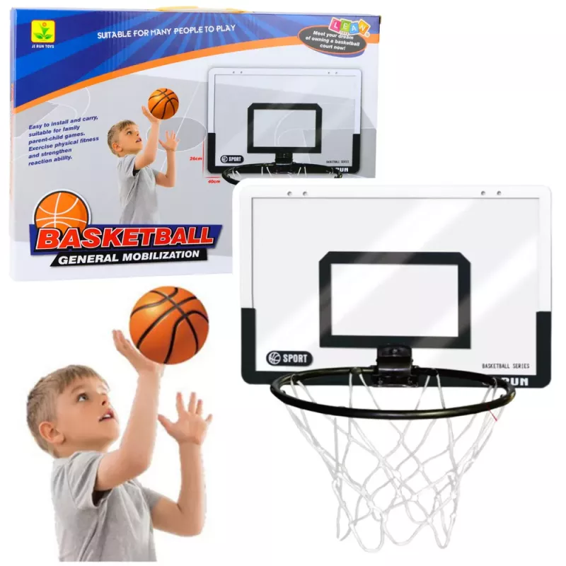 Zestaw do koszykówki LEAN TOYS z tablicą, osłoną, obręczą, piłką i pompką