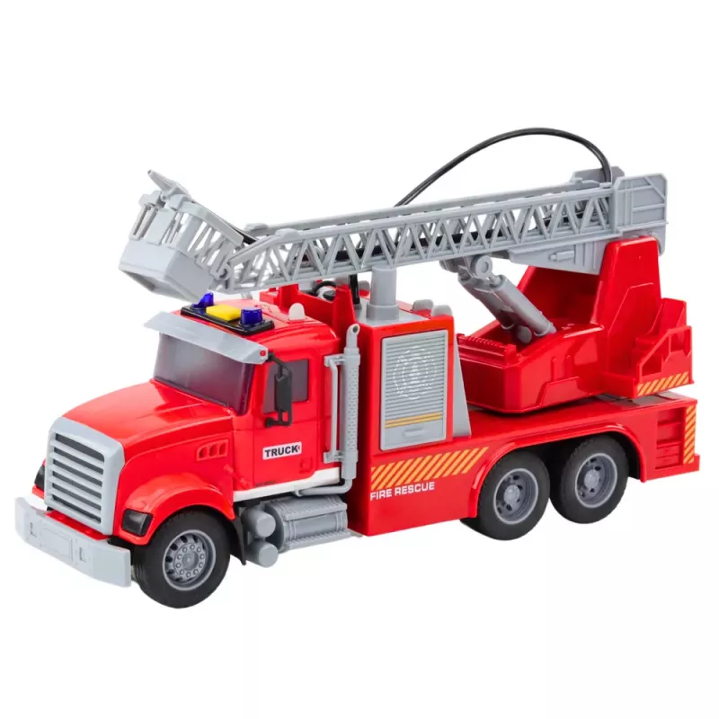 LEAN TOYS Wóz Strażacki z Drabiną, Wodą, Światłami i Dźwiękami