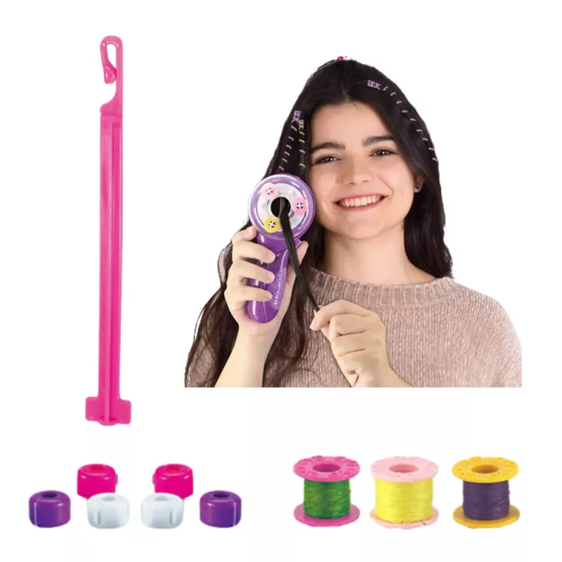 Zestaw do fryzur LEAN TOYS z automatyczną maszynką do zaplatania, nitkami, gumkami i koralikami