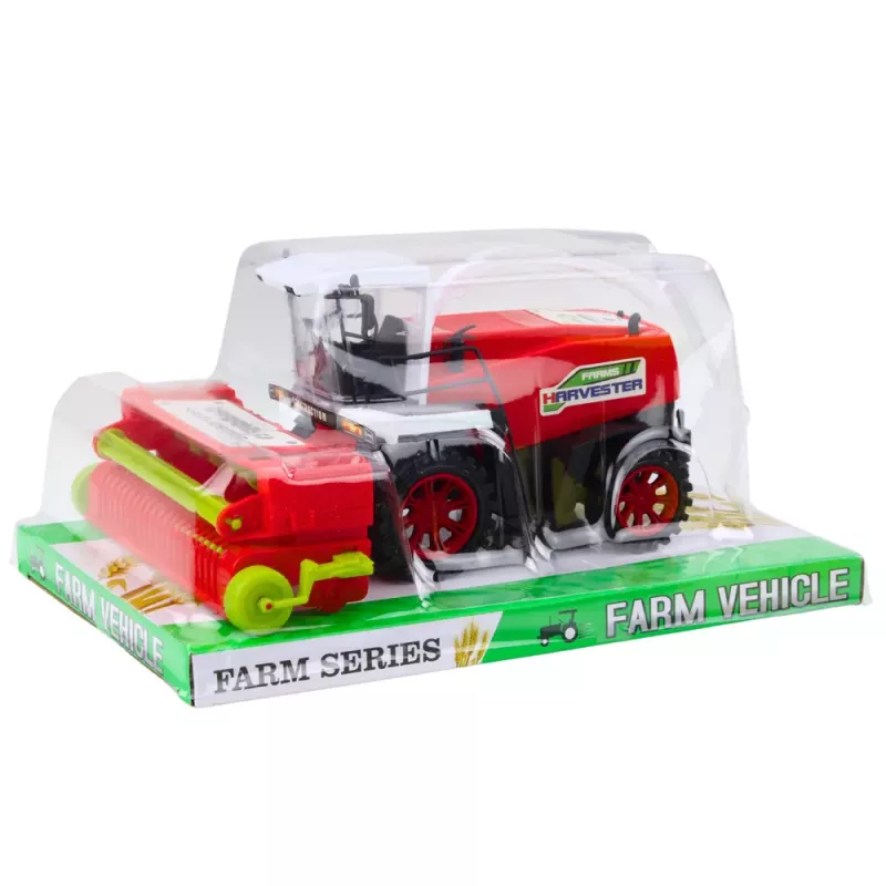 LEAN TOYS Kombajn zbożowy z napędzanym hederem czerwony 1:16