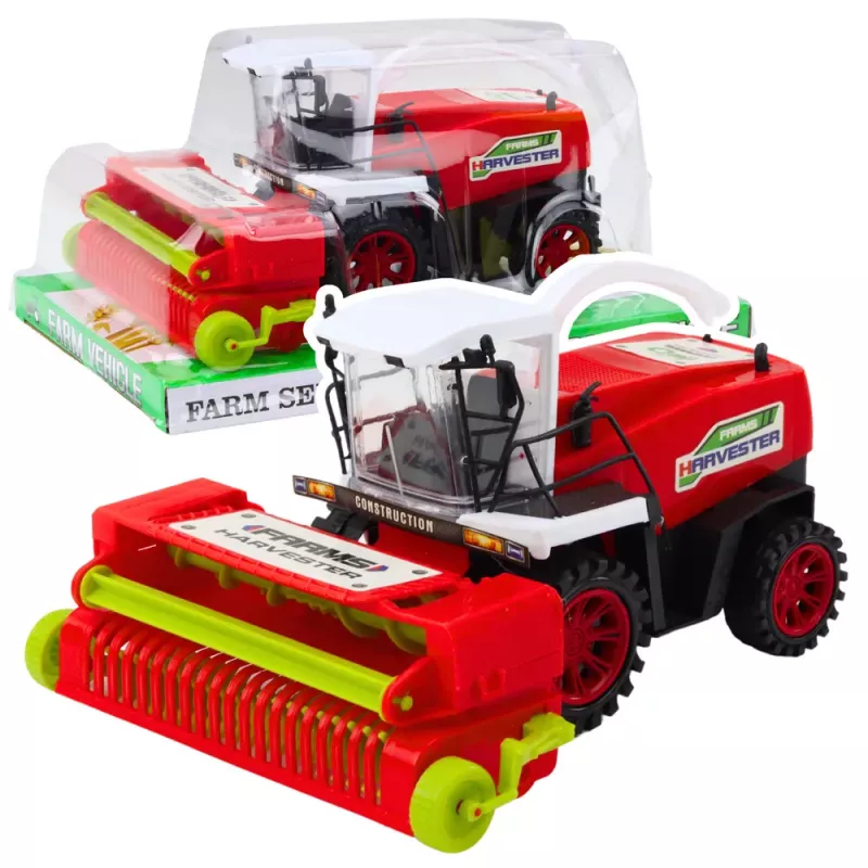 LEAN TOYS Kombajn zbożowy z napędzanym hederem czerwony 1:16