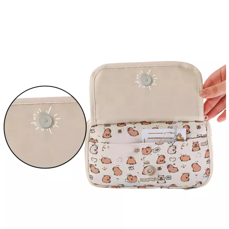 LEAN Pencil Case School Kit Capybara White 21cm