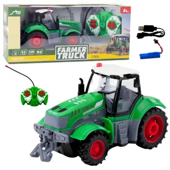 LEAN TOYS Zdalnie Sterowany Ciągnik Rolniczy RC Zielony 1:24
