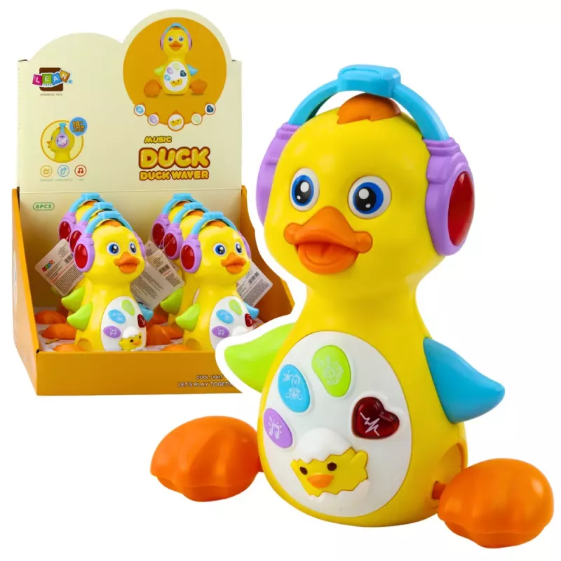 LEAN TOYS Interaktywna Muzyczna Kaczuszka dla Maluchów Ruch Światła Żółty