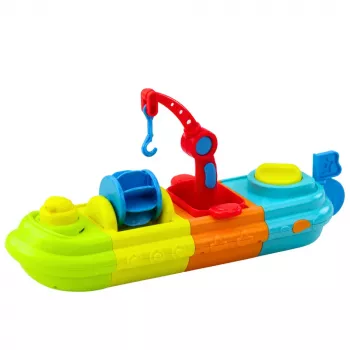 LEAN TOYS Zabawka do kąpieli Statek Łódka Kolorowy Żuraw Hak Kaczka Żółw