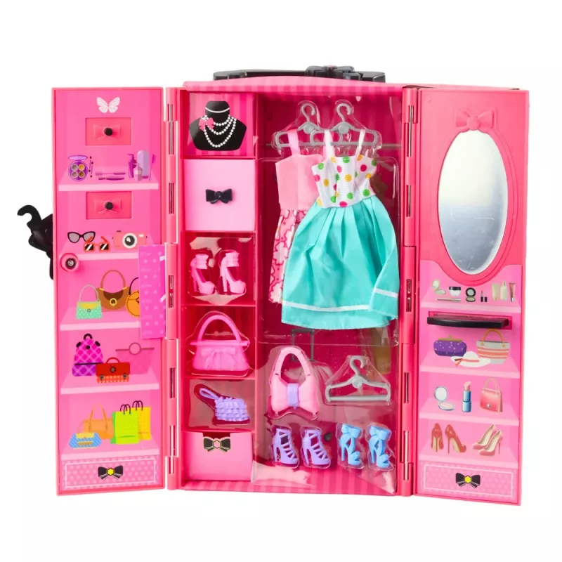 LEAN TOYS Lalka z Garderobą i Akcesoriami Różowe Ubrania Zestaw do Przebierania