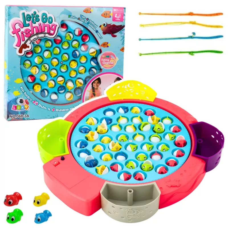 LEAN TOYS Interaktywna Gra Zręcznościowa Wędkowanie na Baterie Różowa