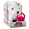 LEAN TOYS Interaktywny pies z kokardkami na smyczy chodzi i szczeka Biały