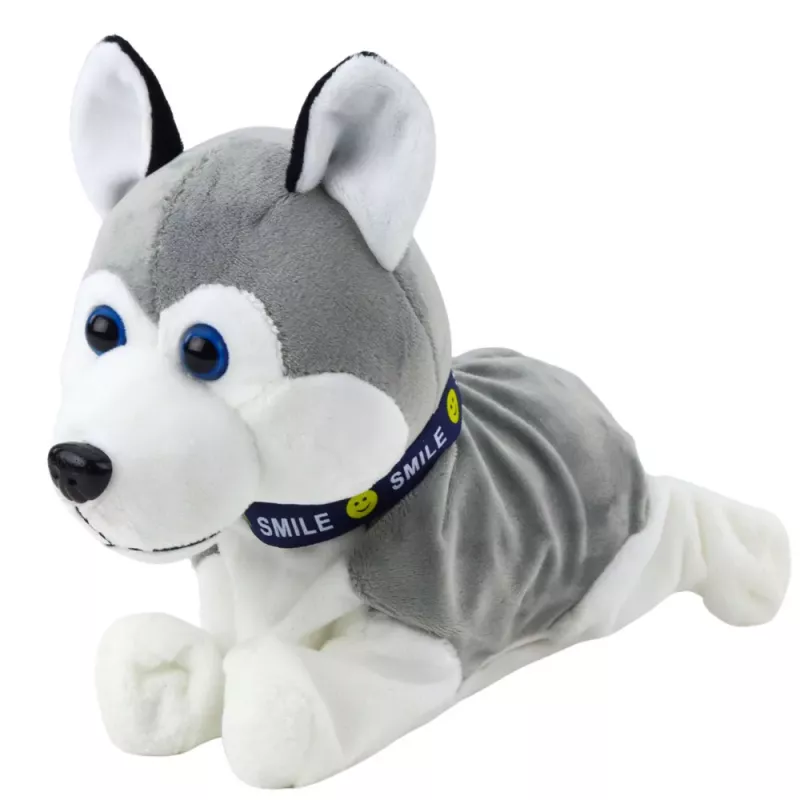 LEAN TOYS Interaktywny pluszowy pies Husky na baterie – porusza się i wydaje dźwięki