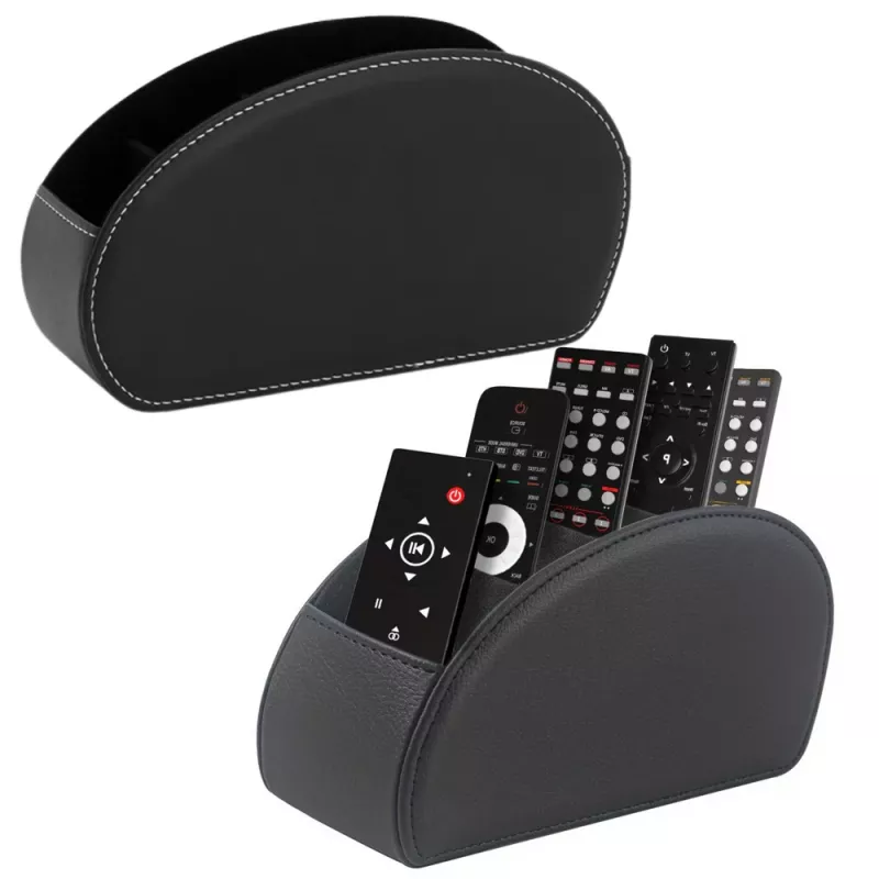 LEAN Remote Control Organizer Box 5 Compartments Black Eco-Leather