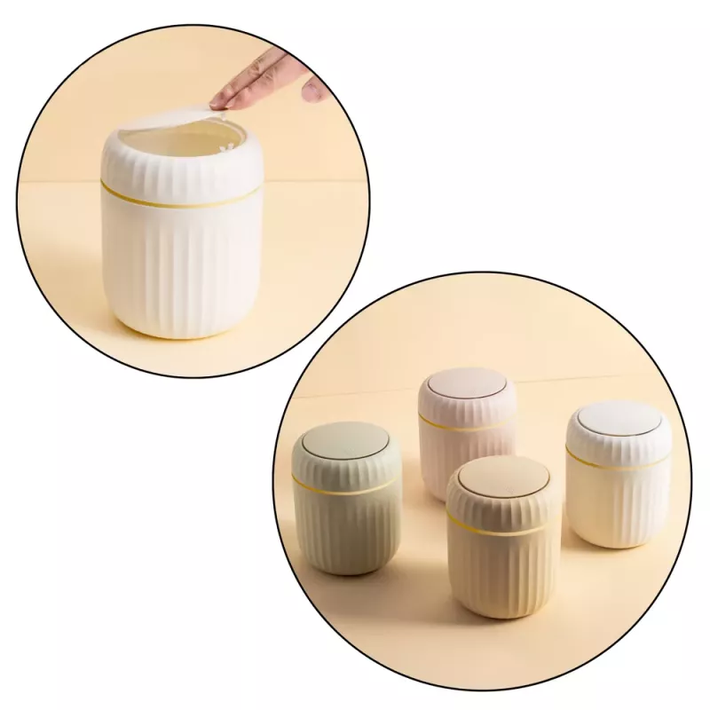 LEAN Mini Waste Bin Opening Lid Universal Elegant Beige