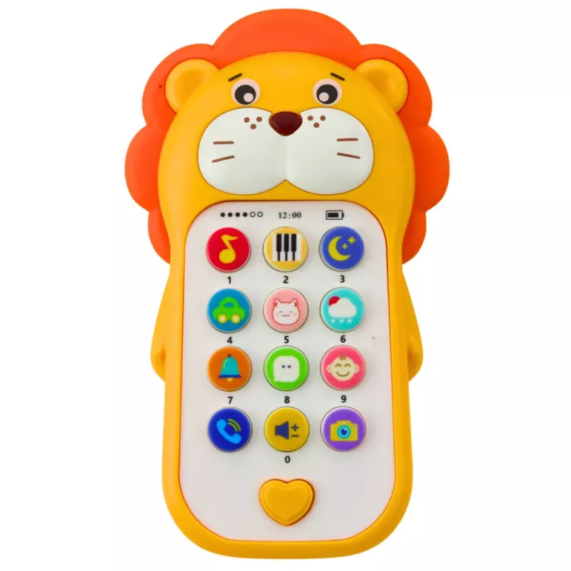 LEAN TOYS Interaktywny Telefon Edukacyjny dla Maluchów Dźwięki Melodie Żółty Lew
