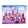 LEAN TOYS Magnetyczne Klocki z Okienkami dla Dziewczynek Róż 58 szt.