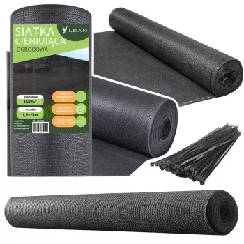 Siatka zacieniająca LEAN na ogrodzenie maskująca szara 1,5m 25m 140g/m²