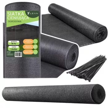 Siatka zacieniająca LEAN na ogrodzenie, maskująca, czarna, 1,5m x 25m, 70g/m²