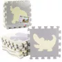 LEAN TOYS Miękka Mata Edukacyjna Puzzle Zwierzęta Pianka EVA Beż Szary 9 szt.